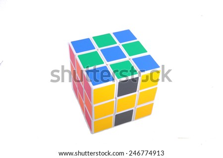 Selangor, Malaysia - Jan 25, 2015: Rubik\'s Cube on a white background. Rubik\'s Cube invented by a Hungarian architect Erno Rubik in 1974.