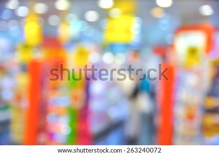 Blur image of people at Pharmacy store with bokeh