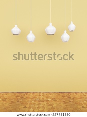 Blank color wall and hanging light/wood floor