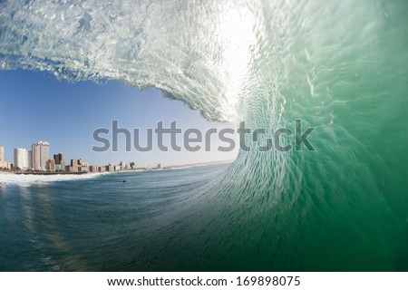 Inside Out Hollow Wave Surfer's view inside out of hollow crashing tube riding ocean wave