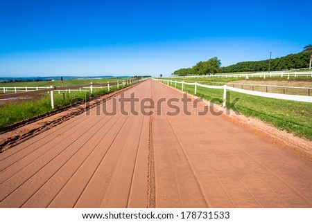 Race Horse Training Sand Track Race Horse sand track for training course in the rural countryside terrain