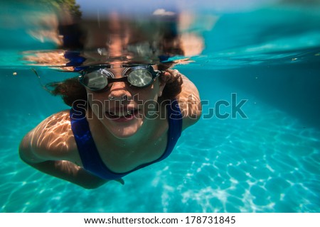 Girls Underwater Summer Playtime Girls underwater swimming pool having fun summer playtime
