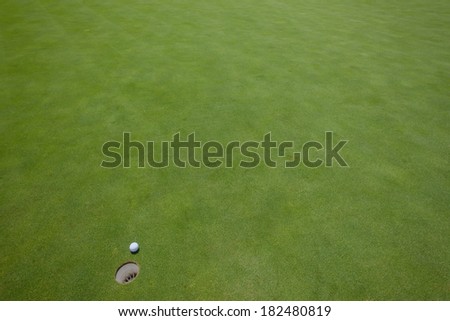 Golf Putting Green Ball Hole Golf putting green with ball hole next to hole