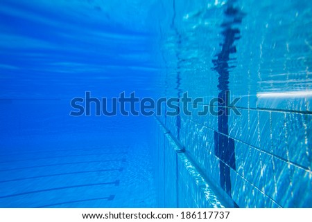 Underwater Swimming Pool Wall Underwater view of swimming pool wall and markings.