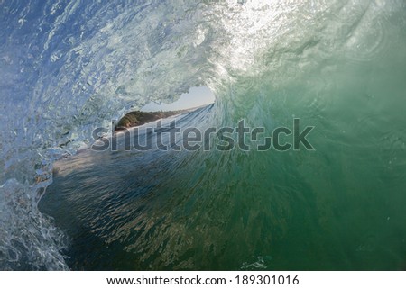 Ocean Wave Inside Out Ocean wave surfing swimming view inside out of tube hollow crashing water power