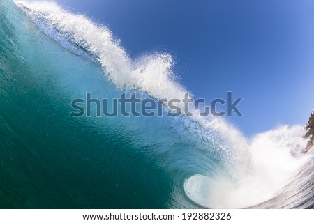Wave Crashing Breaking Water  Swimming close encounters with ocean wave wall of sea water upright round crashing breaking onto reef beach shallows