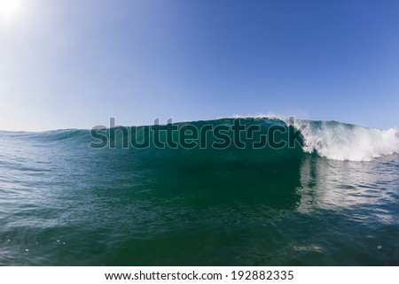 Wave Crashing Breaking Water  Swimming close encounters with ocean wave wall of sea water upright round crashing breaking onto reef beach shallows