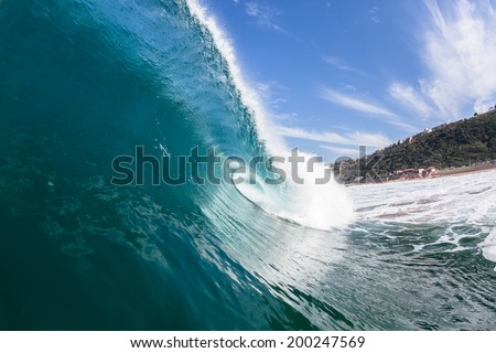 Wave Swimming Blue Crashing Water  Blue ocean sea wave swimming inside crashing hollow scenic power of nature