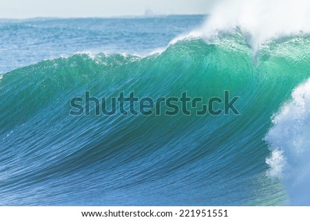 Ocean Wave  Ocean wave large hollow crashing breaking closeup detail of water power
