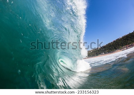 Wave Hollow Crashing Water Ocean wave closeup swimming encounter with crashing hollow water power