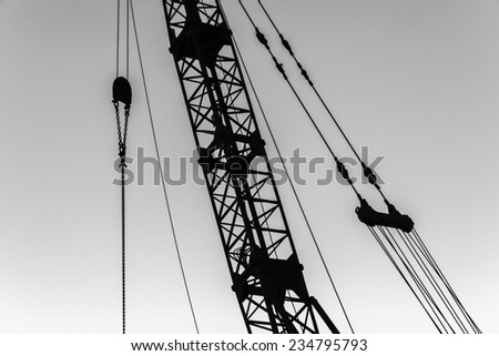 Crane Cables Rigging Abstract Construction crane cables pulleys rigging hoisting structure abstract silhouetted