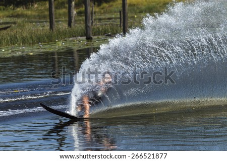 Water-Ski Action\
Water-skiing wake spray action from slalom athlete skier