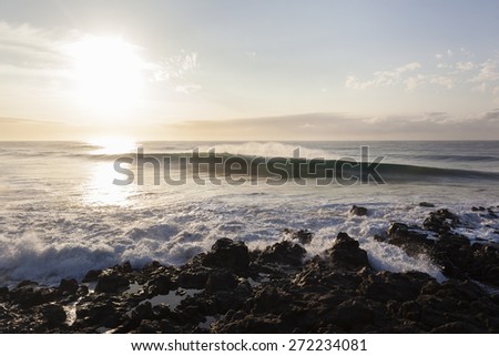 Waves Rocky Coast\
Ocean wave water crashing  energy power along rocky coast