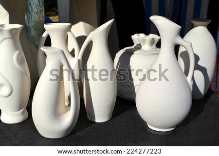 White clay ceramic vases