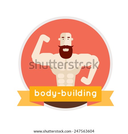 Bodybuilding isolated label. Champion creative vector in modern flat style. Sport club badge vector illustration. Fitness. Gym.