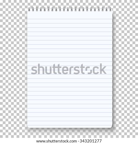 Illustration of Photorealistic Notepad Isolated on Transparent Background. Clean Notepad on Spiral Spring