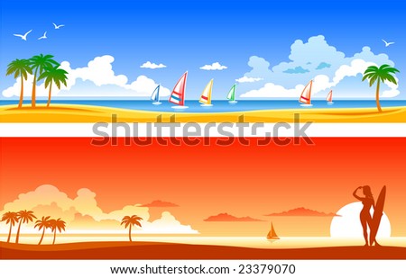 Two vector  beach landscapes