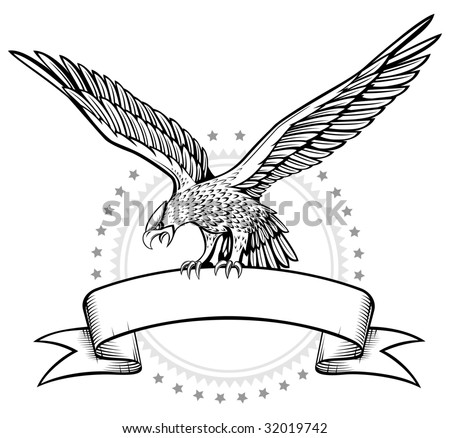 Eagle Wings Drawing on Spread Wing Eagle Banner Stock Vector 32019742   Shutterstock