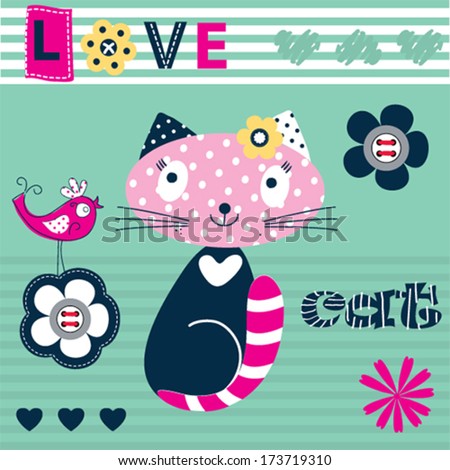 cat and bird vector illustration cat and bird vector illustration
