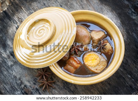 Egg and Pork Tofu Stew with Chinese five spice, Kai Pa-Lo, Thailand