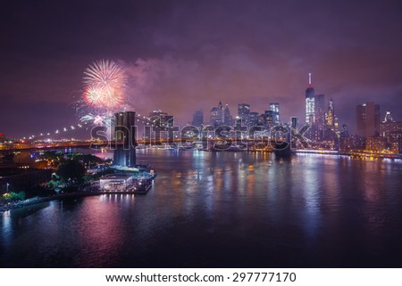 Fireworks on New York skyline