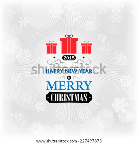 Happy New Year and Merry Christmas vintage retro vector illustration for holiday design. Party poster, greeting card, banner or invitation.