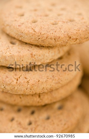 Stack of wholegrain biscuits, full frame