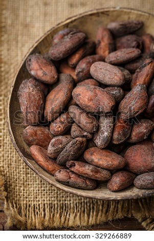 Cacao beans in a bowl