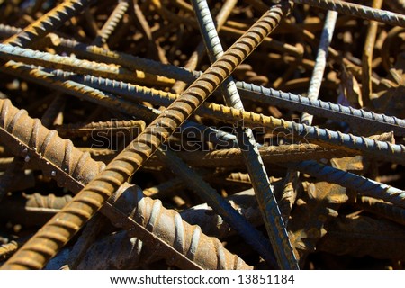 Heap of iron bars for armed concrete