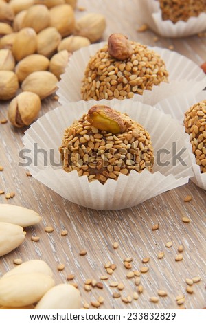 Fitness sweets-  homemade diet truffles with dried fruits and nuts