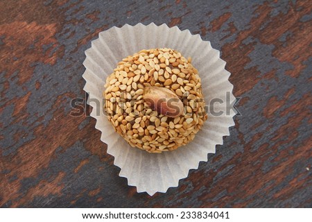 Homemade diet truffle with dried fruits paste, nuts and sesame seeds