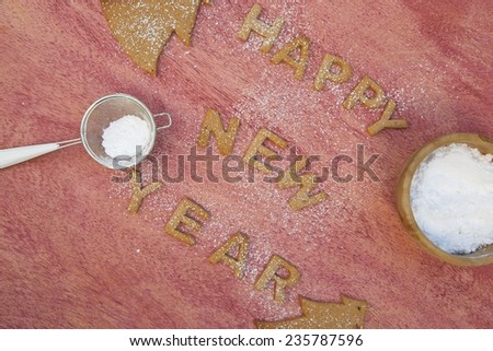 New Year's Day background with biscuit inscription: 