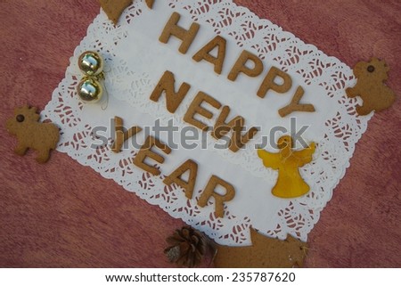 New Year's Day background with biscuit inscription: 