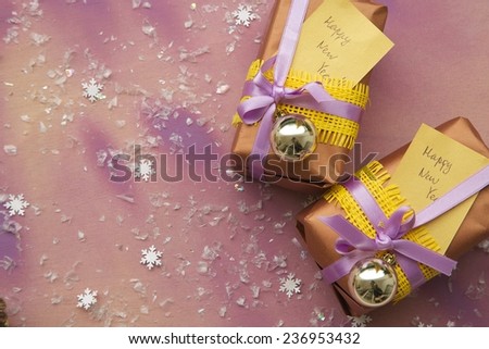 New Year's Day presents - violet-yellow colors