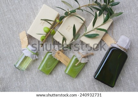 Olive oil spa products. Background
