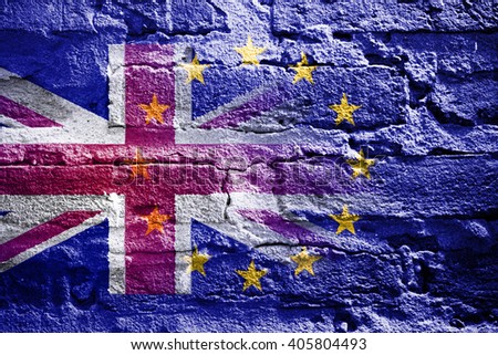Brexit: Flags of the United Kingdom and the European Union to illustrate possible exit of Great Britain from the EU