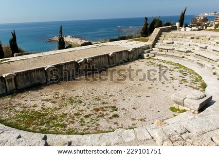 Ancient Roman theater, Byblos / A view of the ancient Roman theater, Byblos in Lebanon overlooking the mediterranean sea.