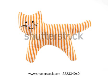 knitted cat toy for small children on a white background