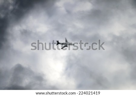 plane in the sky on a cloudy day