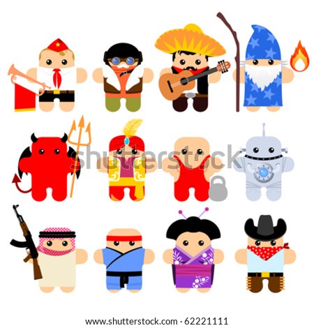 Funny Images Cartoon on Stock Vector   Set Of Funny Cartoon Characters  Isolated On White