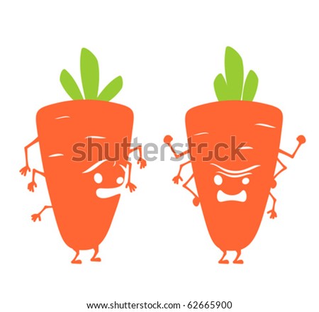 cartoon carrot with face. Horrible cartoon carrot