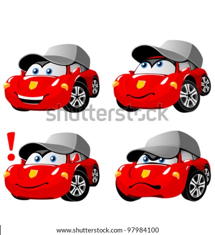 Funny cartoon car emotions