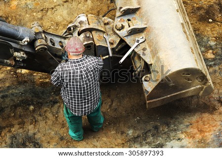 construction bulldozer excavator machine industry  maintenance on city street