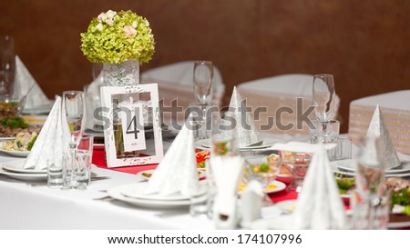 Vintage Table set for an event party or wedding reception