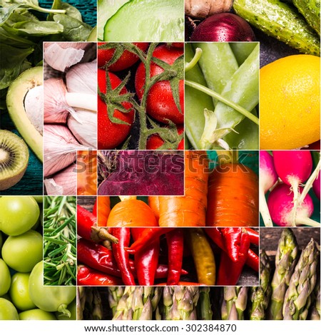 Vegetable collage.healthy food background