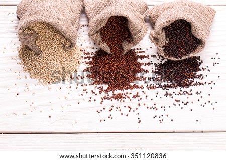 Red, black and white quinoa seeds,healhy food