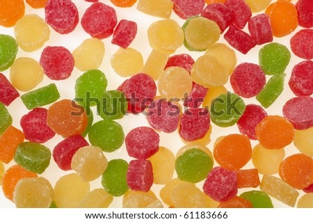 Pineapple chunks. Candied fruits