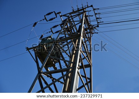 Electric tower isolated on blue sky