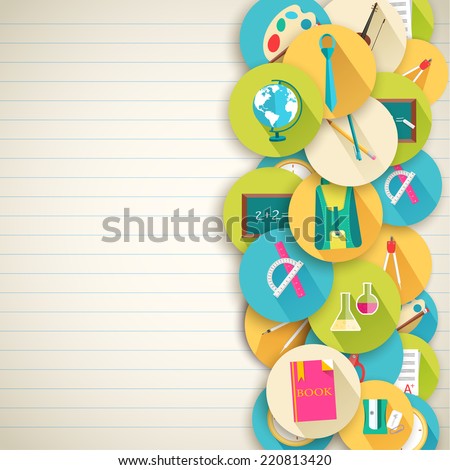 back to school abstract background of flat icons notebook concept. illustration design