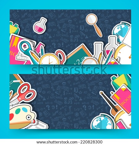 flat back to school banners concept.  illustration design